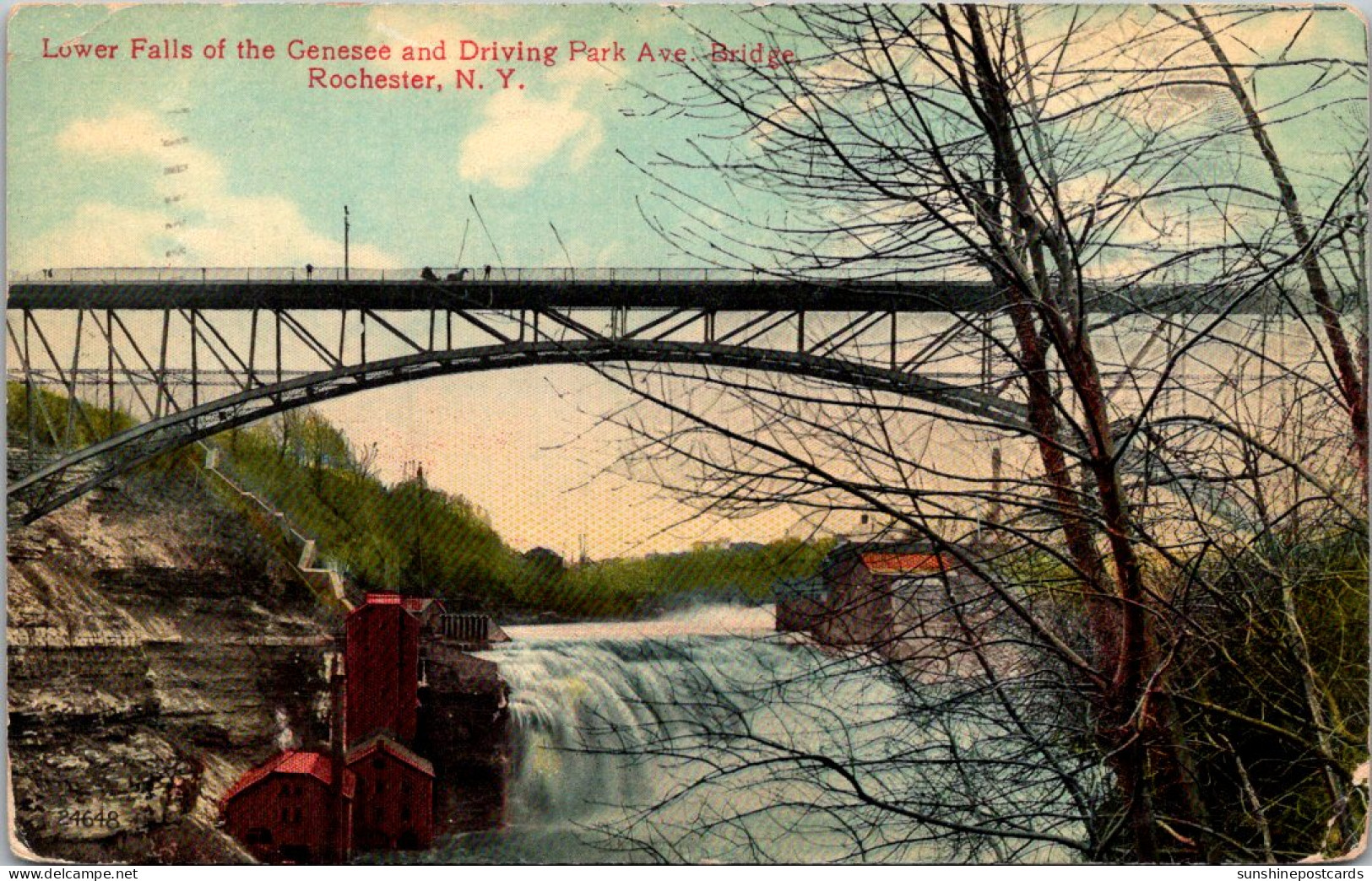 New York Rochester Genese Lower Falls Showing Driving Park Avenue Bridge 1910 - Rochester