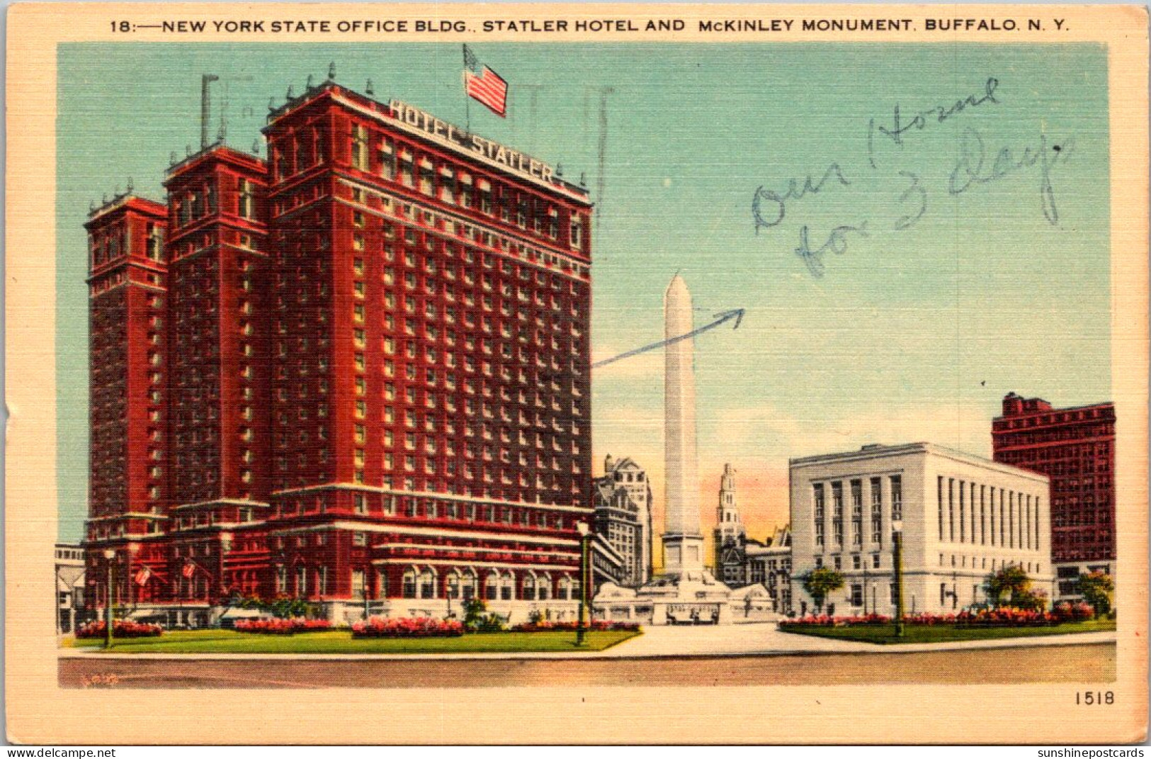 New York Buffalo New York State Building Statler Hotel And McKinley Monument 1949 - Buffalo