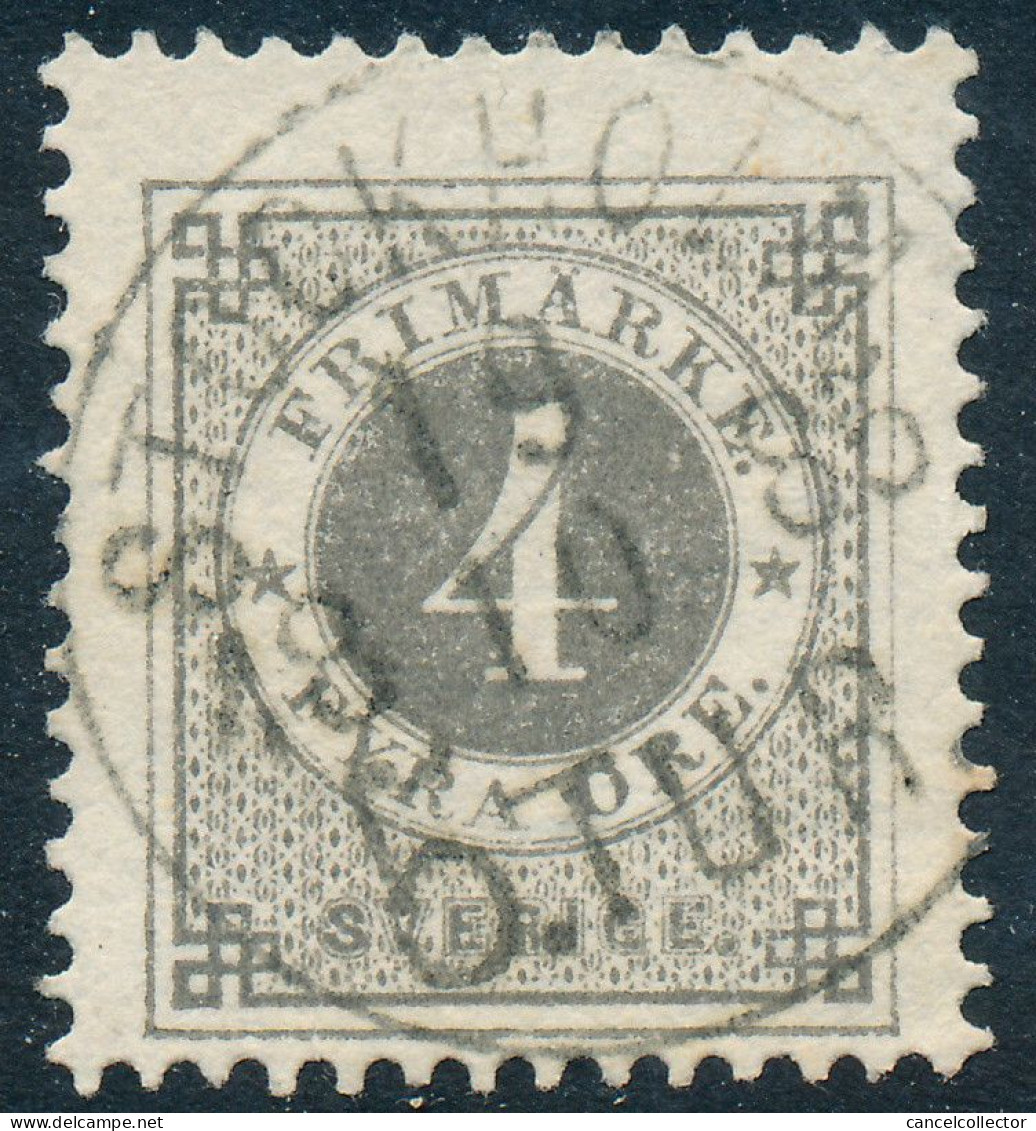 Sweden Suède Sverige 1877: Facit 29e, 4ö Grey Ringtyp Perf 13, F Used, STOCKHOLM 5.Tur Cancel (DCSV00416) - 1872-1891 Ringtyp