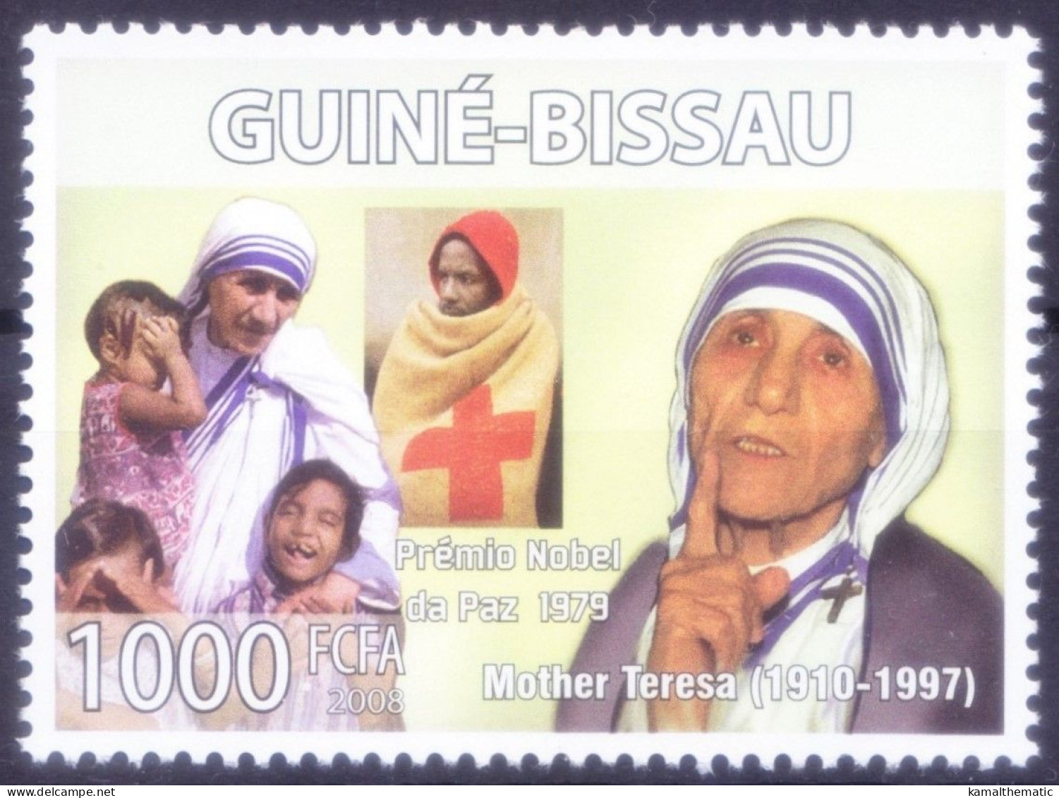 Mother Teresa Nobel Peace Winner, Red Cross, Guinea Bissau 2008 MNH - Madre Teresa