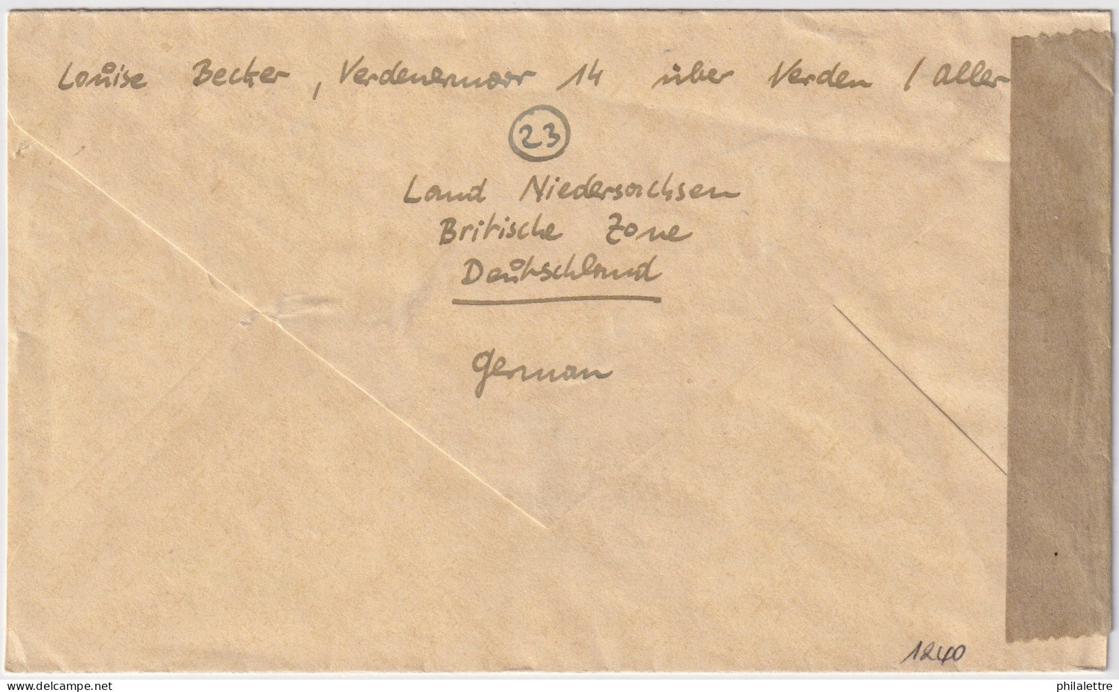ALLEMAGNE / GERMANY - 1947 - Mi.918 & Mi.954 On Censored Cover From ACHIM (Bz.Bremen) To VIENNA, Austria - Otros & Sin Clasificación