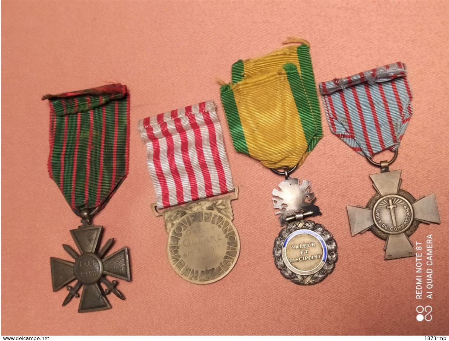 14/18, 4 MEDAILLES, CROIX DE GUERRE, DU COMBATTANT, MEDAILLE MILITAIRE, COMMEMORATIVE 14/18, WW1 - France