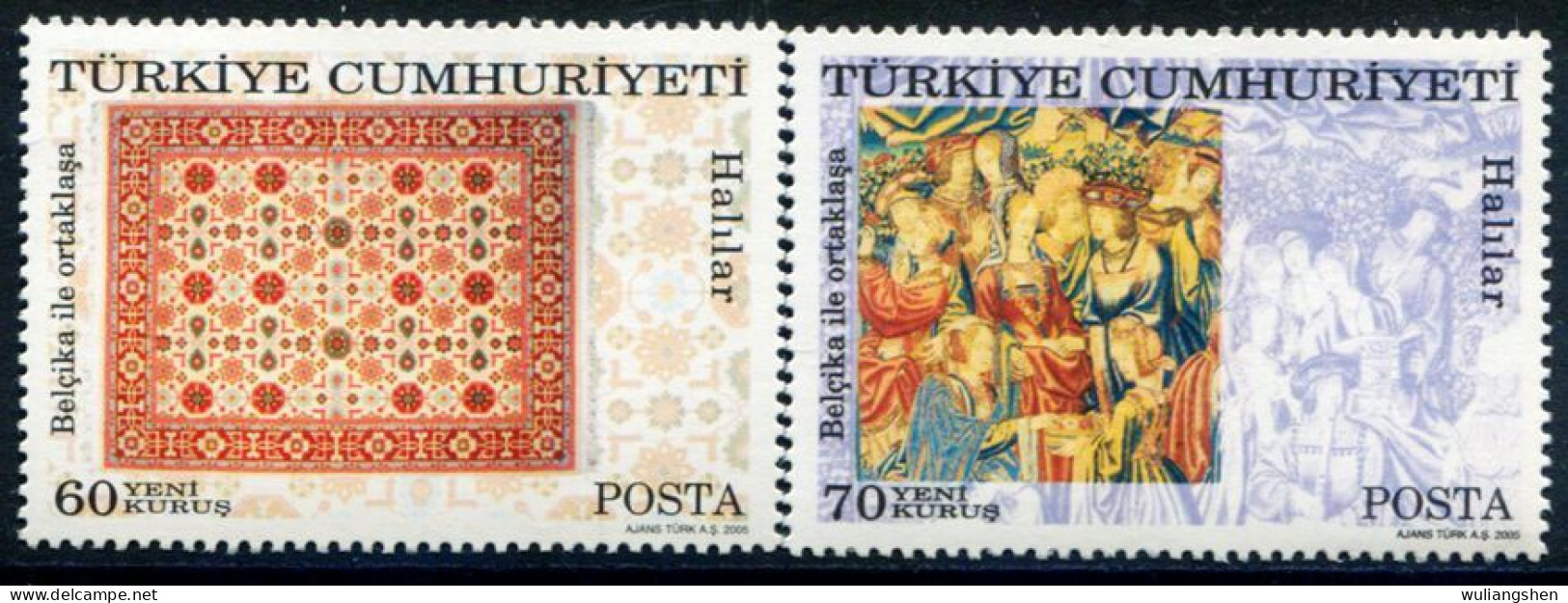 RB0120 Turkey 2005 And Belgium Joint Development Tapestry Art Painting 2V MNH - Neufs