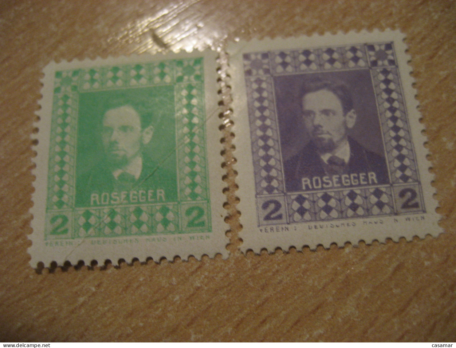 ROSEGGER Austria Writer Poet Poetry Nobel Prize Nominated Literature 2 Poster Stamp Vignette GERMANY Label - Ecrivains