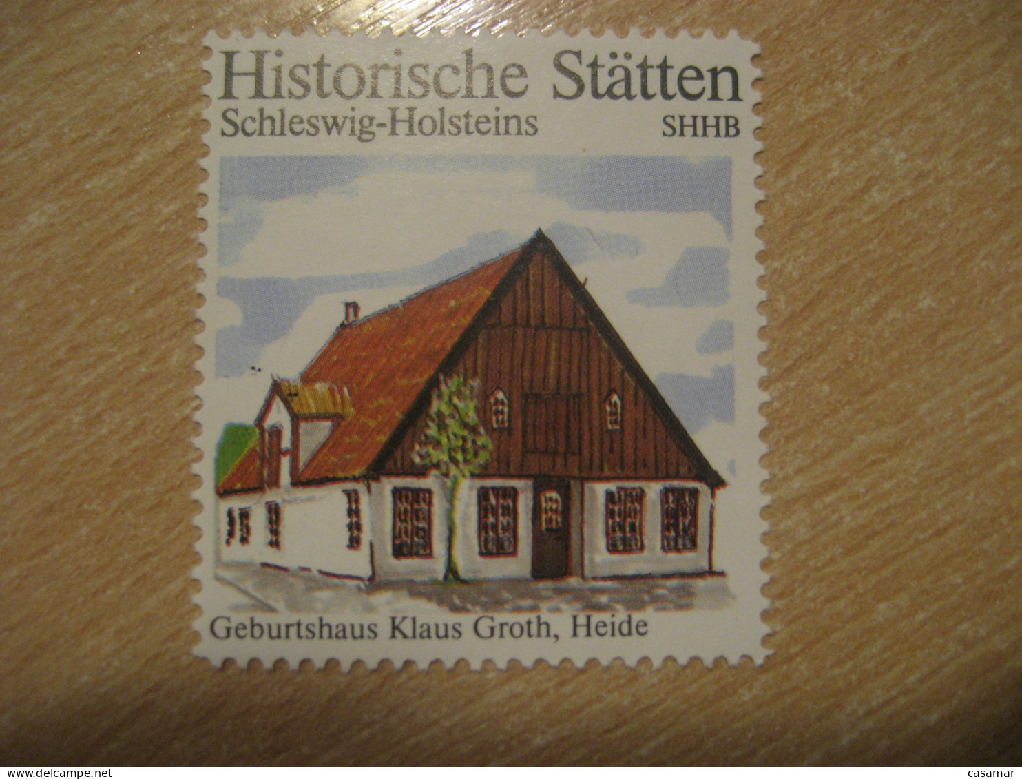 KLAUS GROTH Heide Birth House Poet Poetry Writer Dramatist Literature Poster Stamp Vignette GERMANY Label - Ecrivains