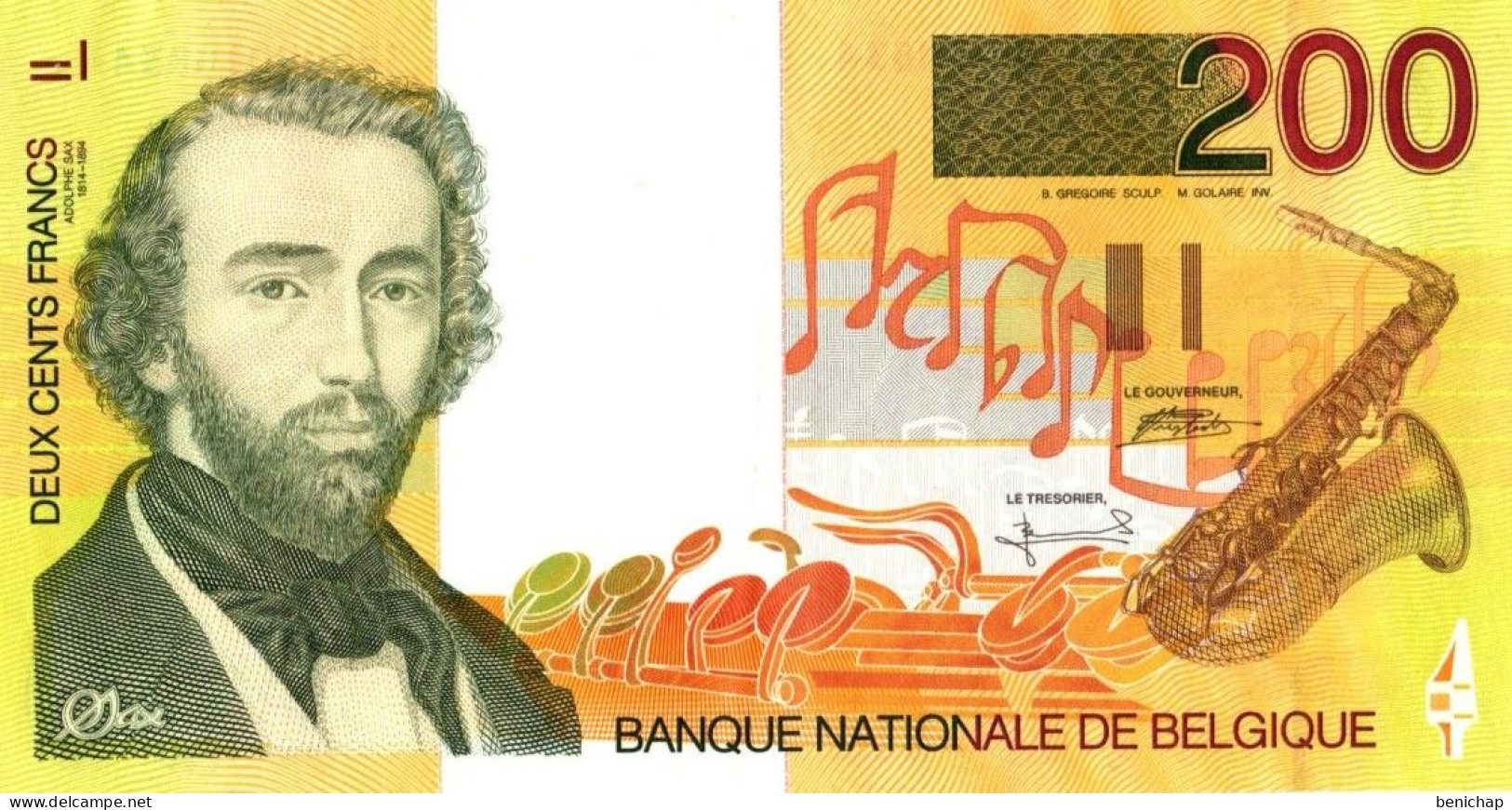 EF - P.148 - 200 Francs Frank Adophe Sax-Saxophone - Belgique Belgïe - 1995 - Banque Nationale De Belgique. - Sammlungen