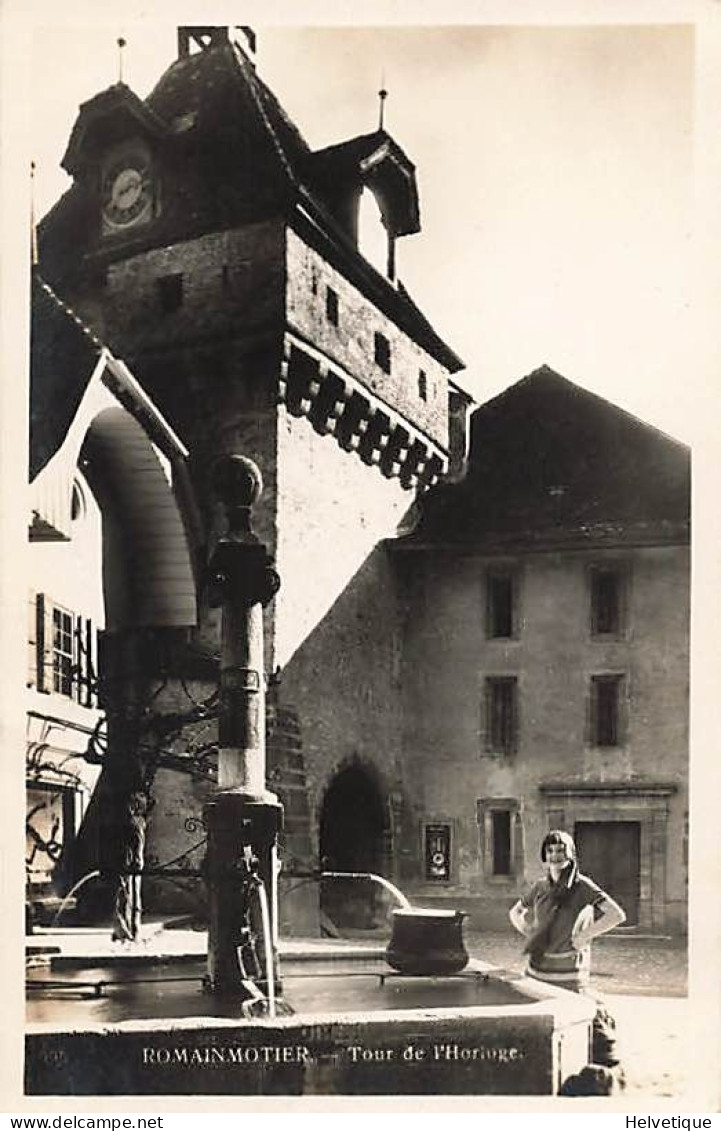 Romainmotier Tour De L'Horloge Animée Fontaine Femme Chaudron 1928 - Romainmôtier-Envy