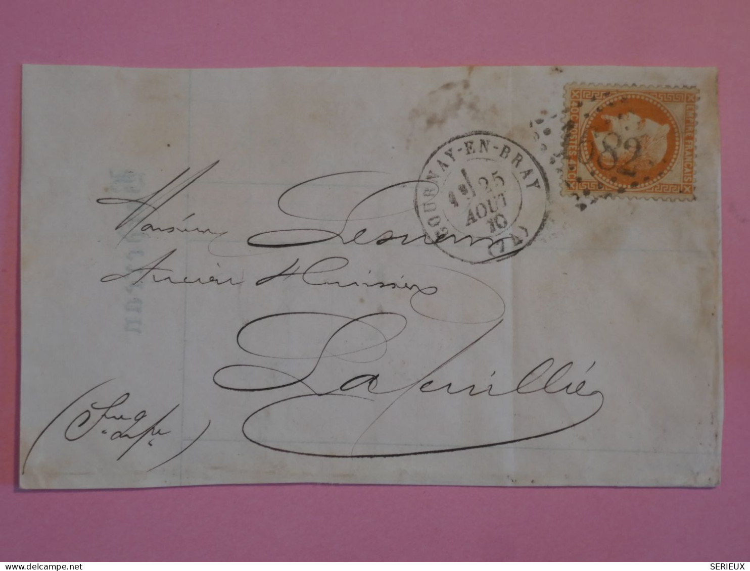 AU 21 FRANCE BELLE LETTRE DEVANT  1870 GOURNAY  A LAFEUILLIE  + NAPOLEON 40C +AFFRANC. INTERESSANT+ - 1863-1870 Napoléon III Lauré