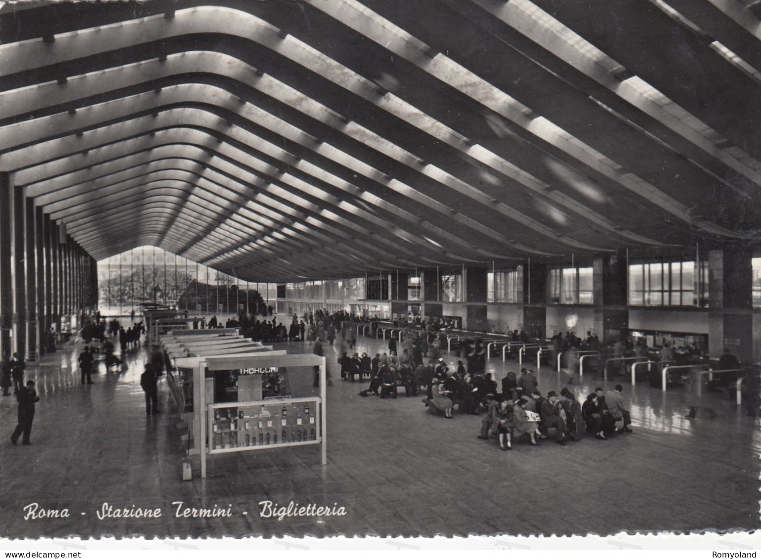 CARTOLINA  ROMA,LAZIO-STAZIONE TERMINI-BIGLIETTERIA-STORIA,MEMORIA,CULTURA,RELIGIONE,IMPERO,BELLA ITALIA,VIAGGIATA 1956 - Stazione Termini