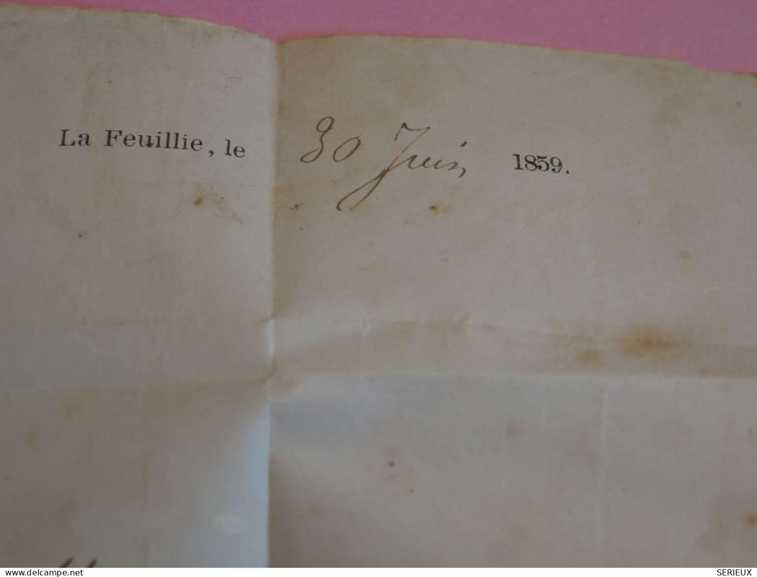 AU 21 FRANCE BELLE LETTRE  1858  LAFEUILLIE  + NAPOLEON .N°13 BIEN MARGé +AFFRANC. INTERESSANT+ - 1853-1860 Napoléon III.