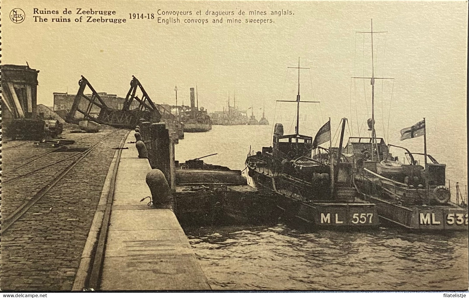 Zeebrugge De Ruïnes Van 14 - 18. Set Van 5 Kaarten - Zeebrugge