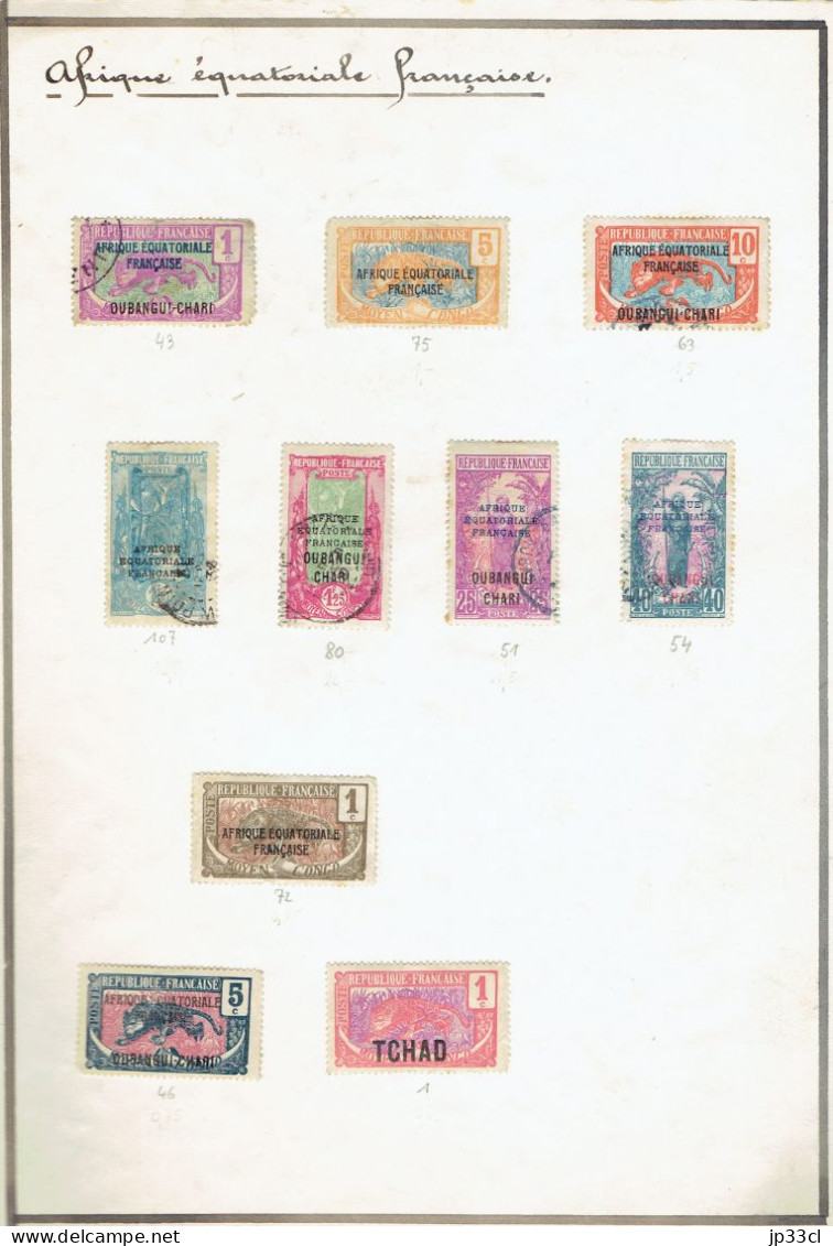 Petite Collection De Timbres (o) D'Afrique équatoriale Et Occidentale Française (Oubangui Chari Tchad Haute Volta) - Collezioni