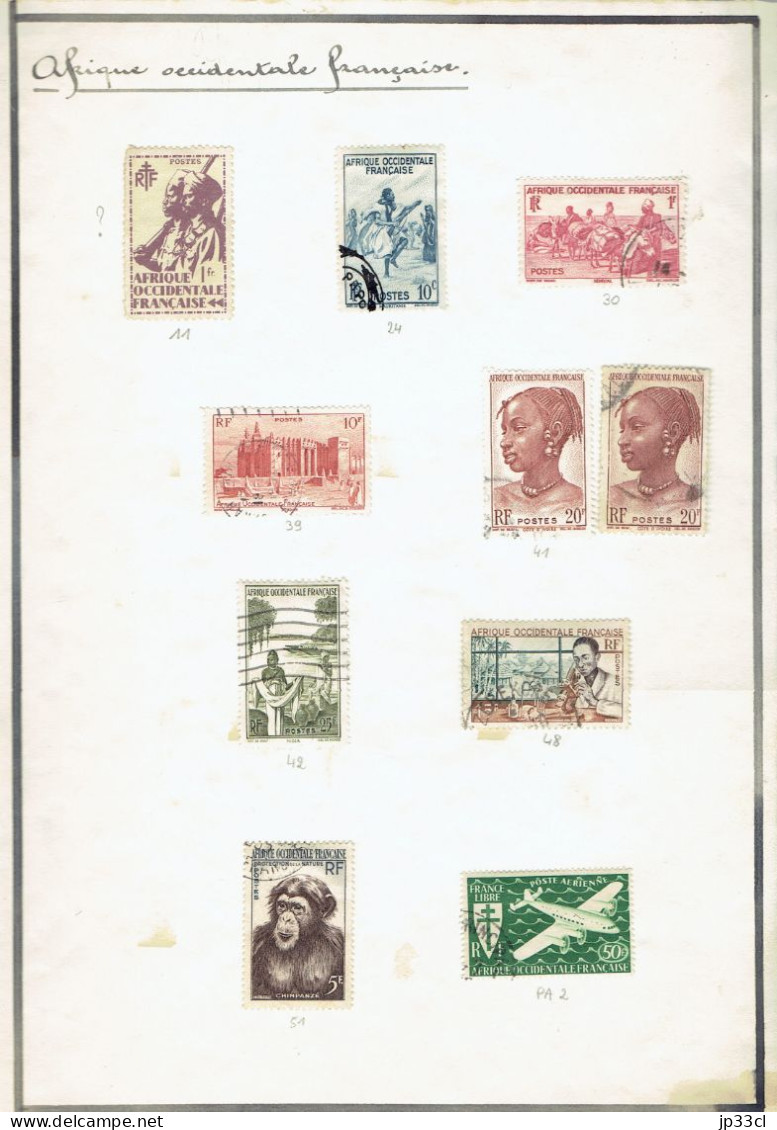 Petite Collection De Timbres (o) D'Afrique équatoriale Et Occidentale Française (Oubangui Chari Tchad Haute Volta) - Sammlungen