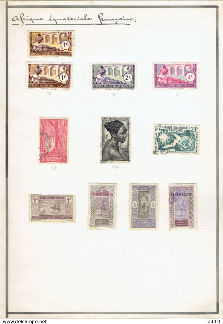 Petite Collection De Timbres (o) D'Afrique équatoriale Et Occidentale Française (Oubangui Chari Tchad Haute Volta) - Sammlungen
