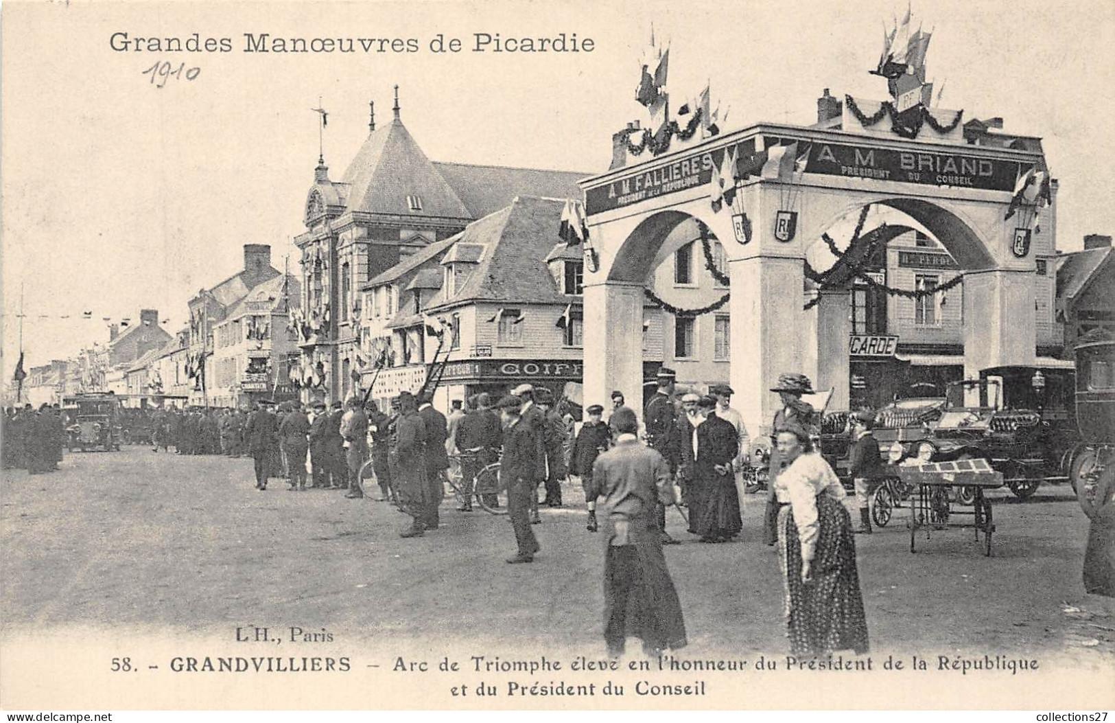 60-GRANDVILLIERS- ARC DE TRIMPHE ELEVE EN L'HONNEUR DU PRESIDENT DE LA REPUBLIQUE ET DU PRESIDENT DU CONSEIL - Grandvilliers