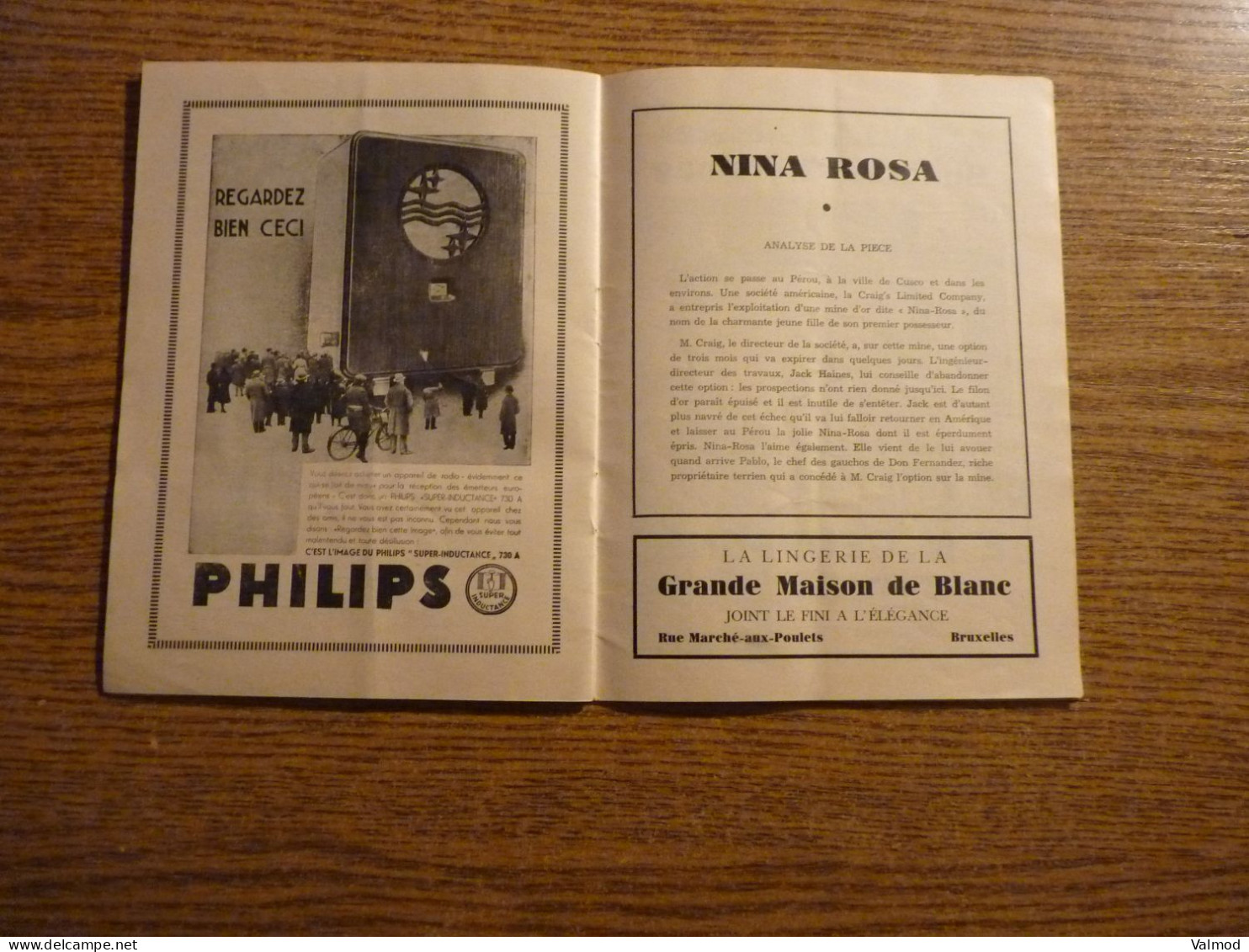 Programme Alhambra - Nina Rosa Opérette - Saison d'Hiver 1932-33 - Voir Photos - Format plié 13,5 cmx18 cm env.