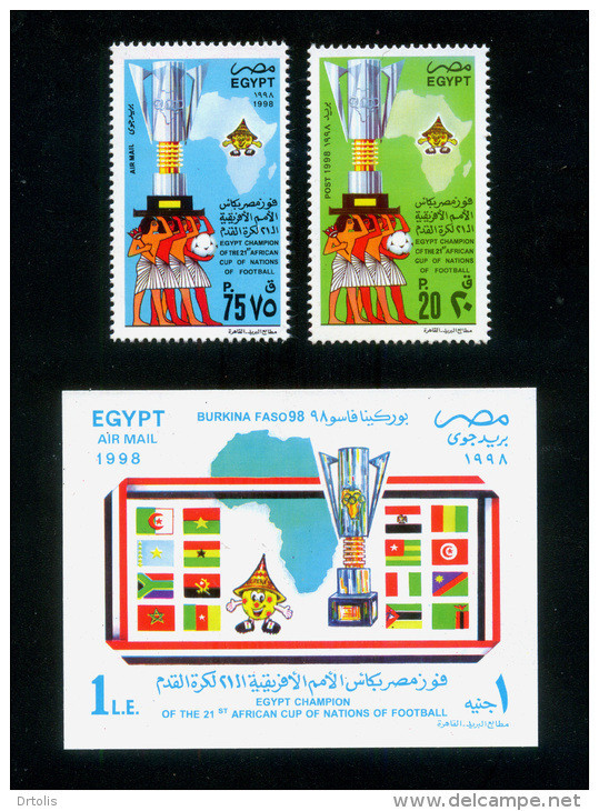 EGYPT / 1998 / SPORT / FOOTBALL / AFRICAN NATIONS CUP FOOTBALL CHAMPIONSHIP / MAP / FLAG / TROPHY / MNH / VF - Unused Stamps
