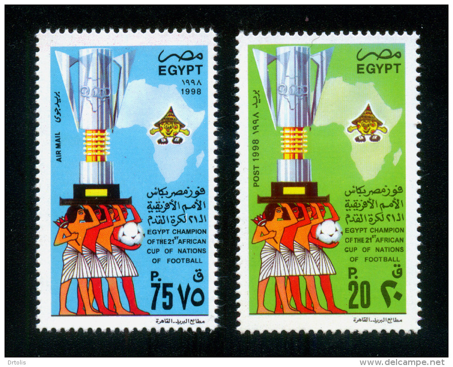 EGYPT / 1998 / SPORT / FOOTBALL / AFRICAN NATIONS CUP FOOTBALL CHAMPIONSHIP / MAP / TROPHY / MNH / VF - Unused Stamps