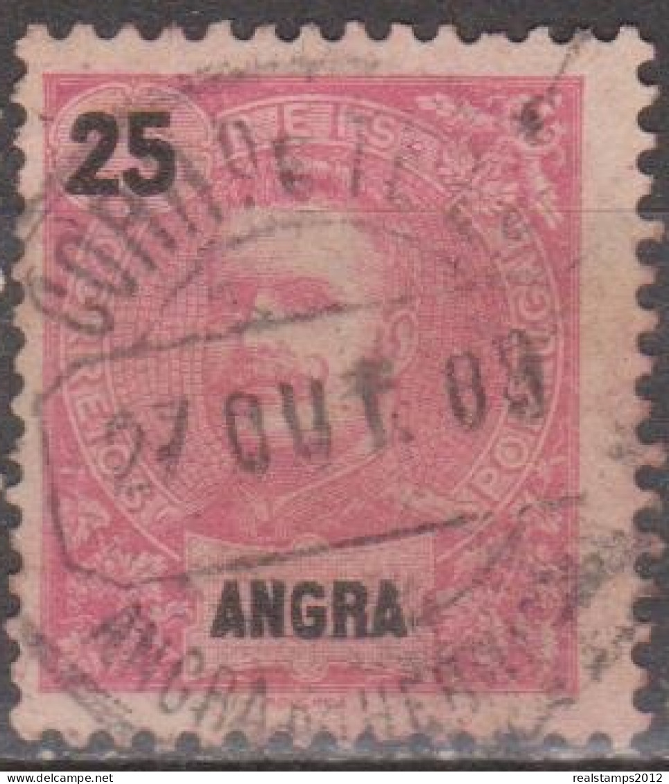 ANGRA (Açores) -1898-1905,  D. Carlos I. Novas Cores E Valores,   25 R.    D. 11 3/4 X 12  (o)   MUNDIFIL  Nº 28 - Angra