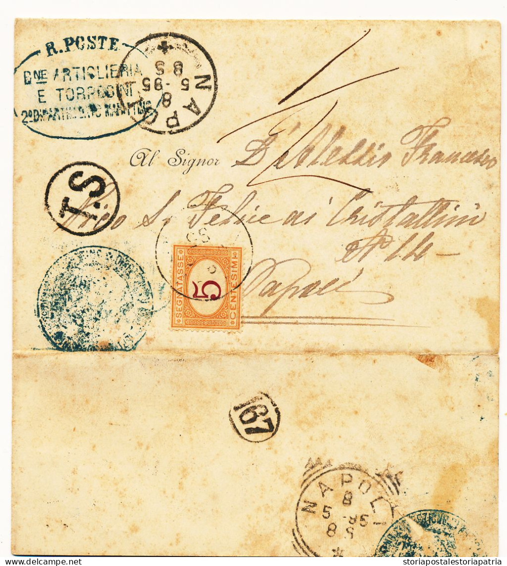 1895 SEGNATASSE NAPOLI X NAPOLI DIREZIONE ARTIGLIERIA E TORPEDINI 0,05 SEGNATASSE SINGOLO ISOLATO - Postage Due