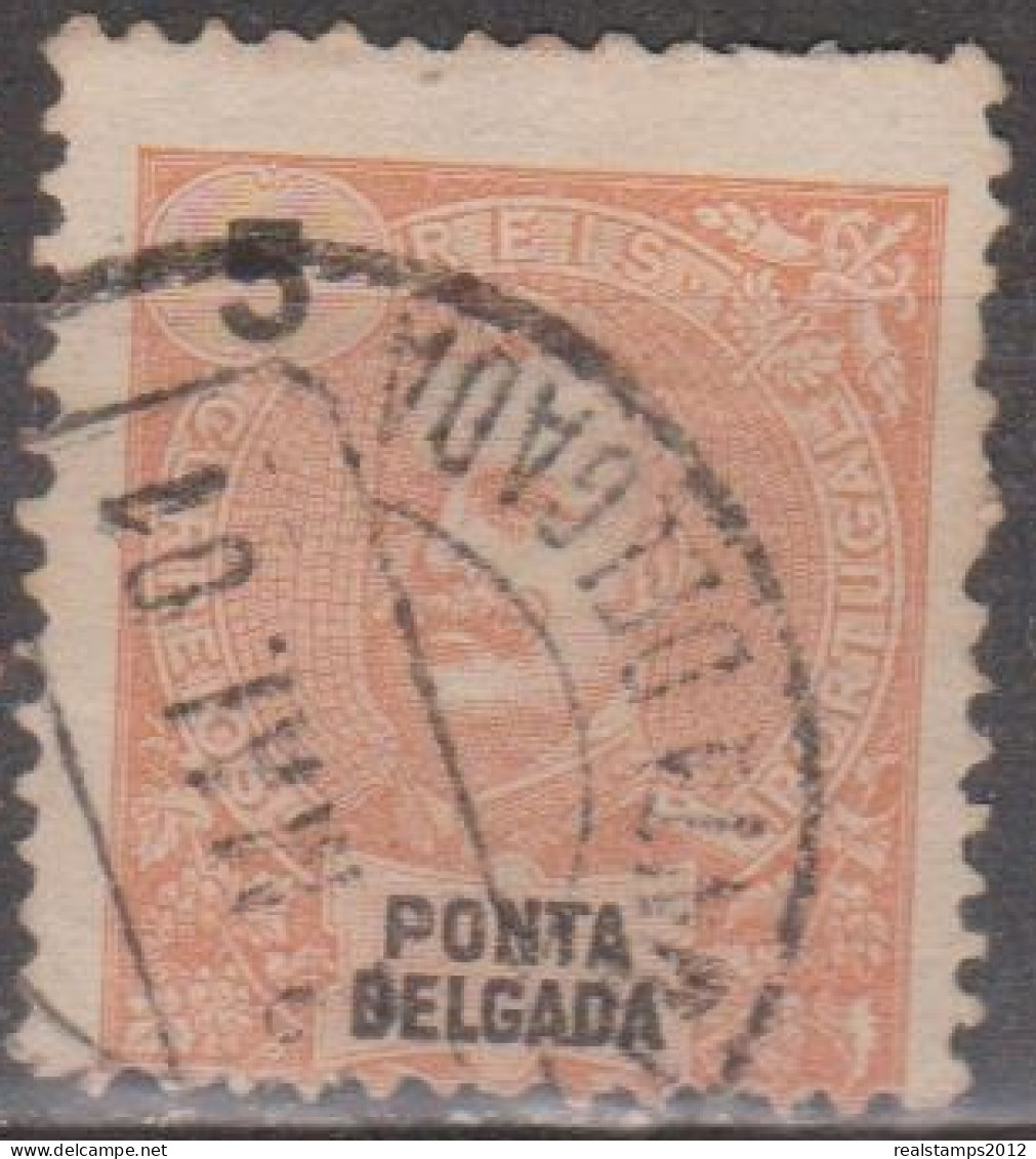 PONTA DELGADA  (Açores) - 1897,  D. Carlos I.  5 R.   D.11 3/4 X 12  (o)  MUNDIFIL  Nº 14 - Ponta Delgada