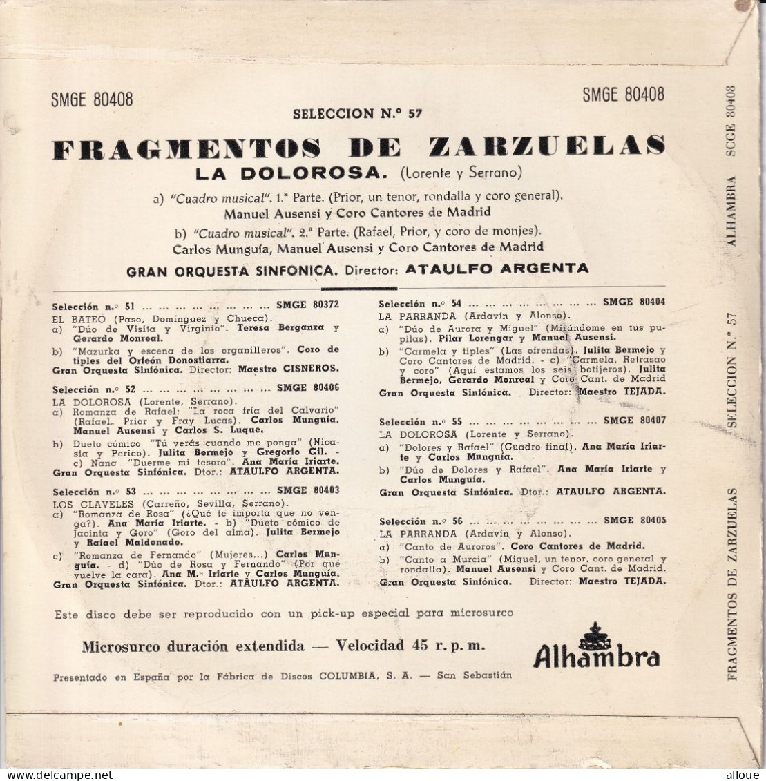 FRAGMENTOS DE ZARZUELAS - LA DOLOROSA - SPAIN EP - CUADRO MUSICAL 1 & 2 - Klassiekers