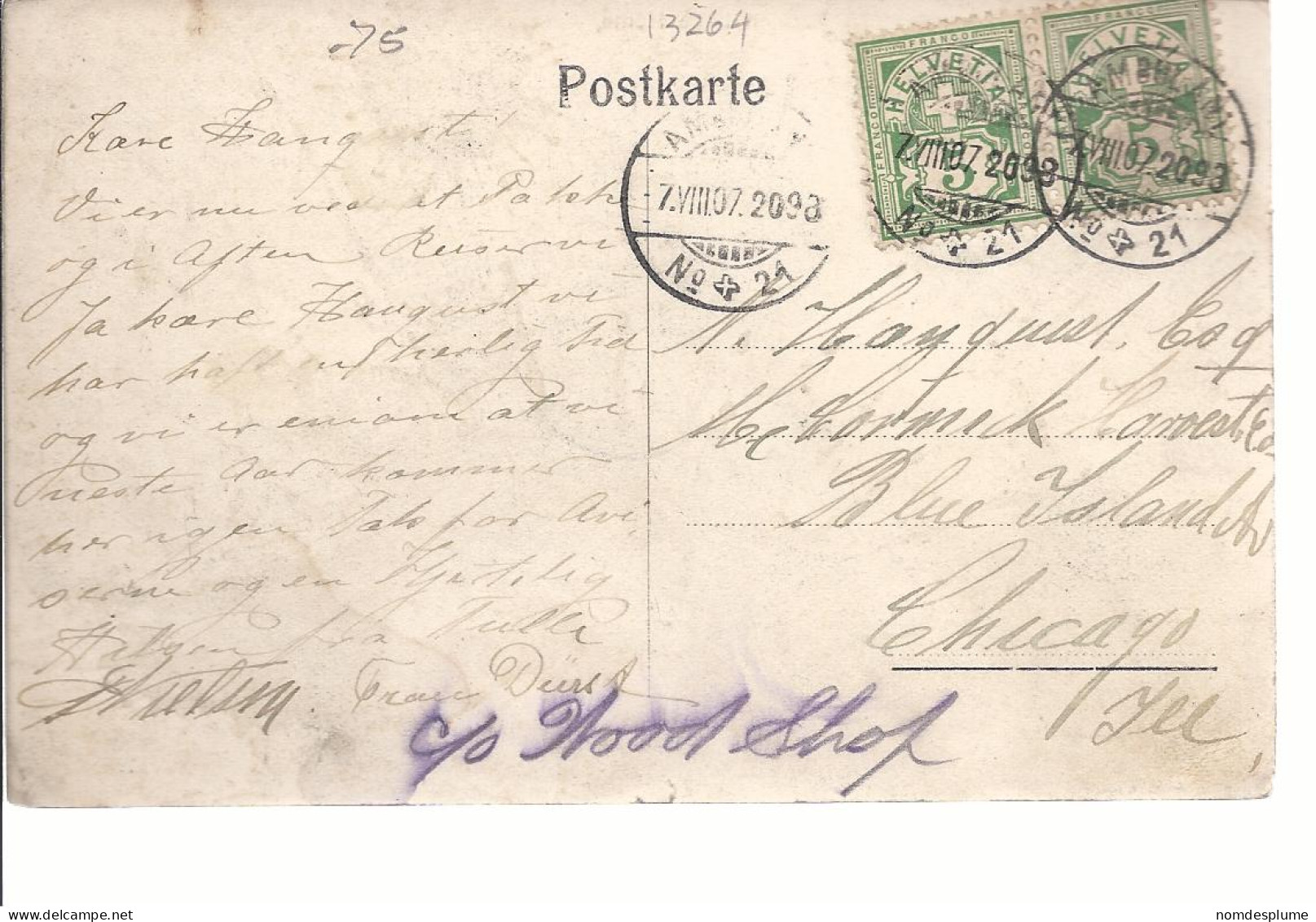 18264) Switzerland Amden Postmark Cancel  USA See Back - Amden