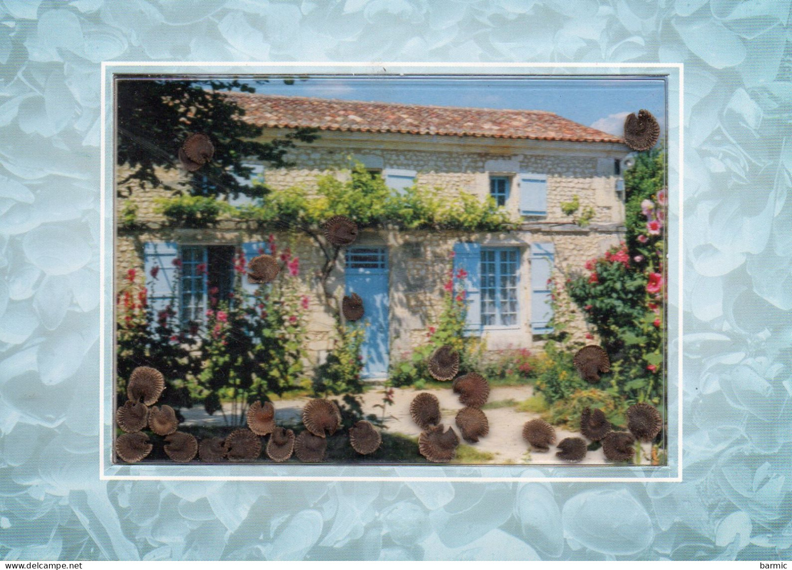 MAISON TYPIQUE FLEURIE DE ROSES TREMIERES AVEC DES GRAINES A PLANTER COULEUR REF 7278 - A Systèmes