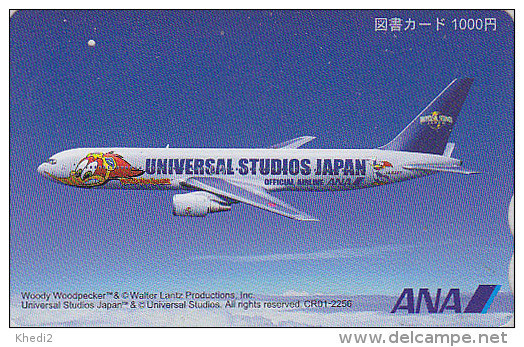 Carte Prépayée JAPON - BD Comics - AVIATION ANA - PIC WOODY WOODPECKER JAPAN Airlines Prepaid Tosho Card - Avion 19555 - Aviones