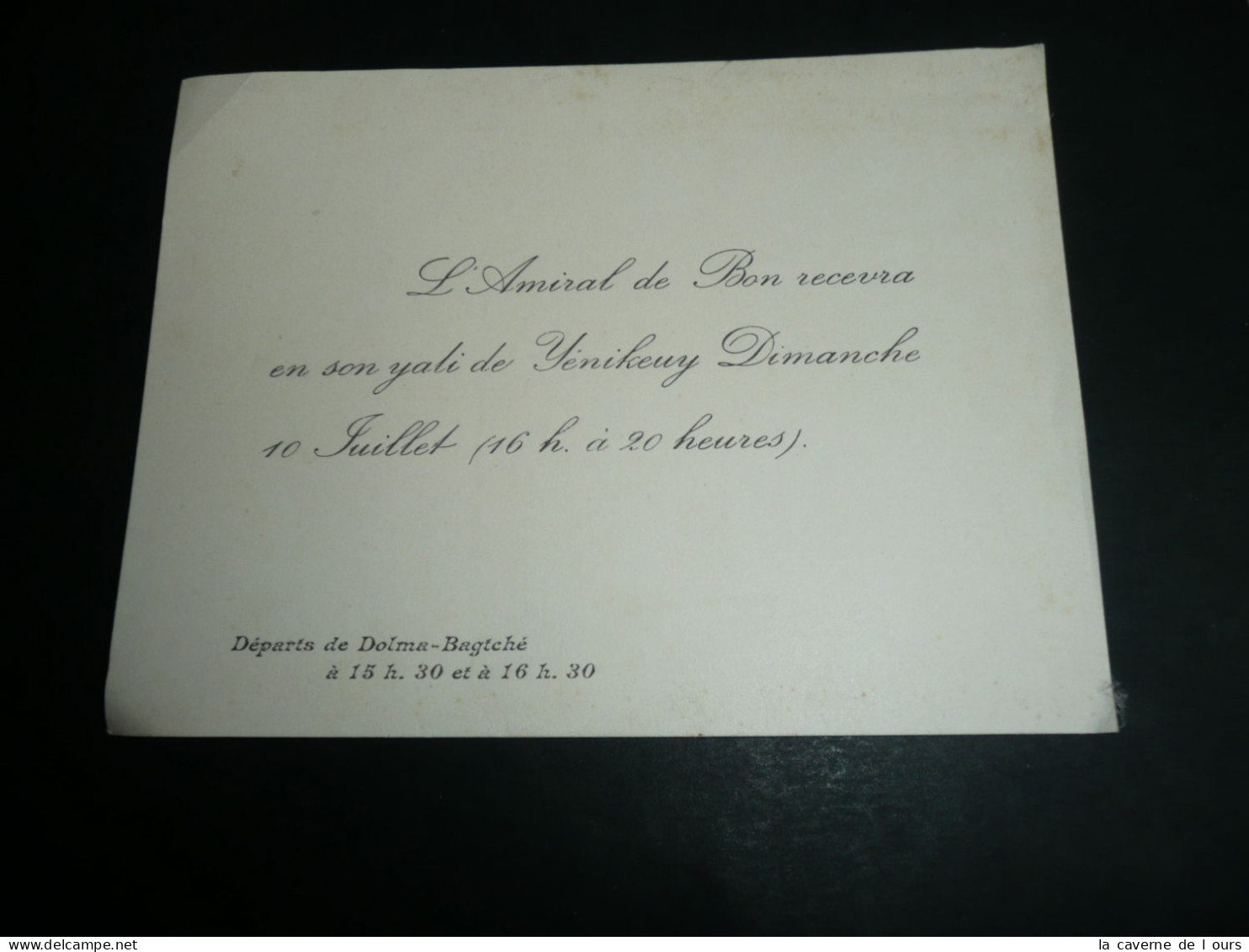 Archives Roger Labonne 1er Commandant LVF, Carton D'invitation Yali De Yénikeuy, Amiral De Bon, Dolma-Bagtché - Documents