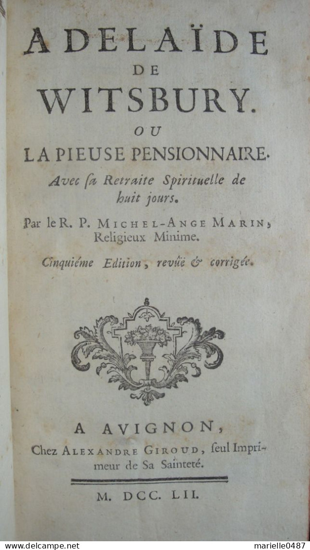 Michel-Ange Marin - Adélaide De Wistbury. Avignon, 1752 - 1701-1800