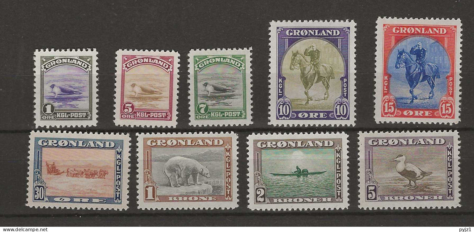 1945 MNH Greenland Mi  8-16 Postfris** - Neufs