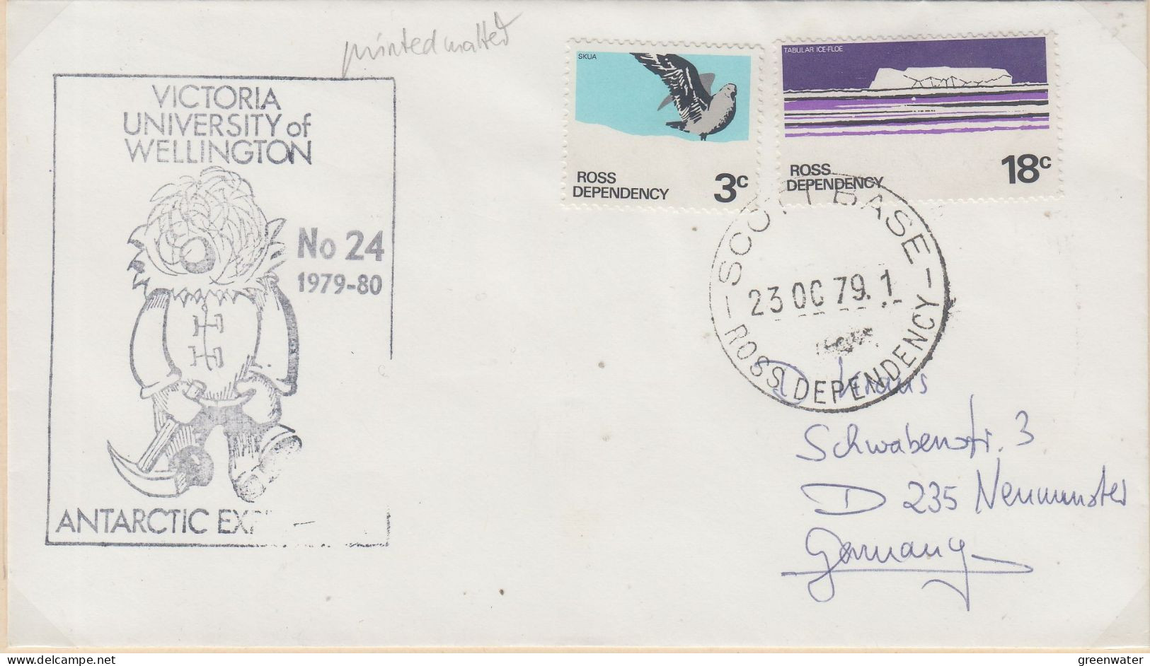 Ross Dependency Cover Ca Victoria University Of Wellington Antarctic Expedition Ca Scott Base 23 OC 1979 (XX166B) - Brieven En Documenten