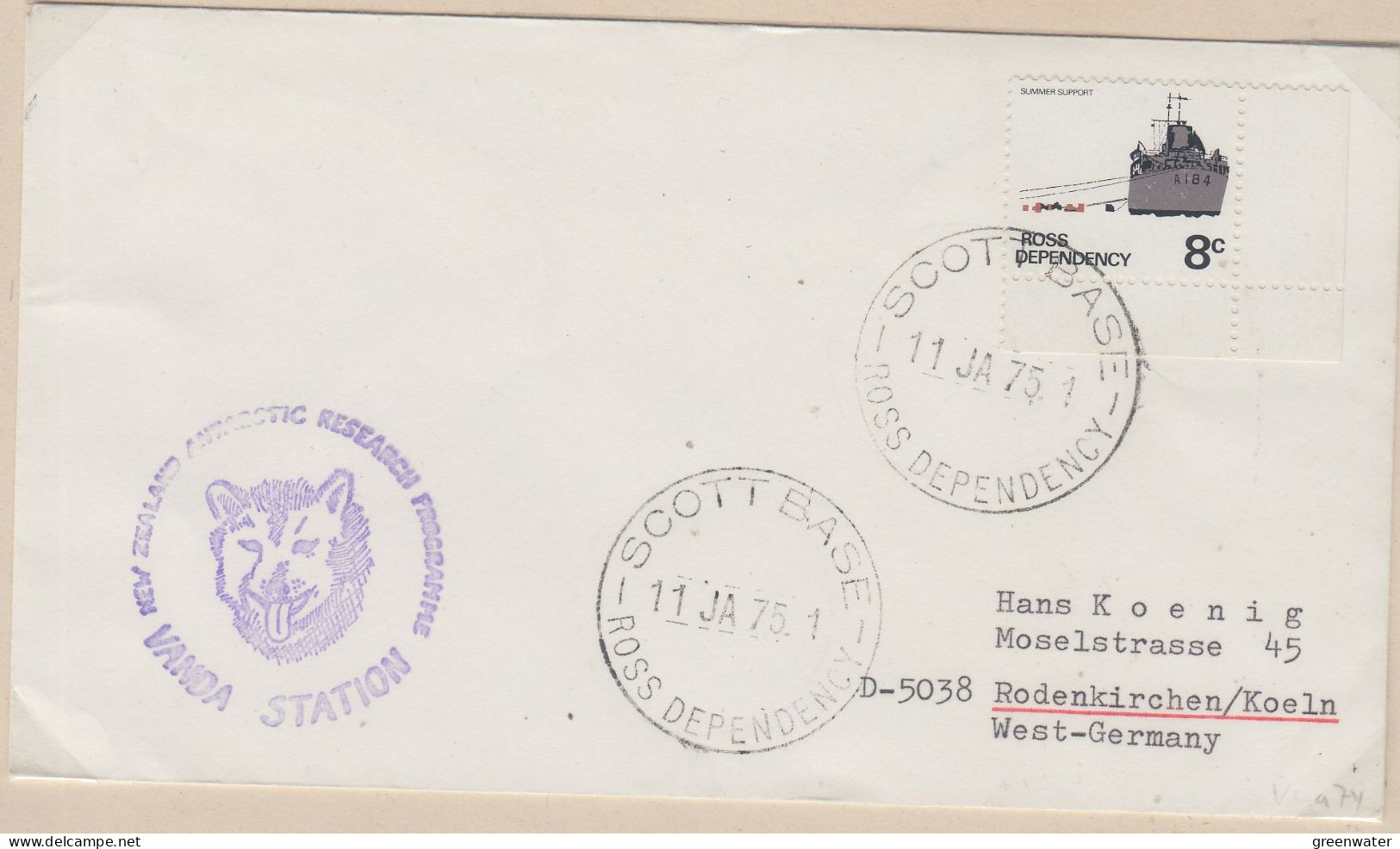 Ross Dependency Cover Vanda Station NZ  Antarctic Research  Expedition Ca Scott Base 11 JA 1975 (XX167B) - Briefe U. Dokumente