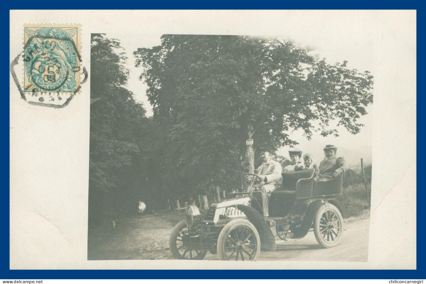 * Cp Photo - GRENOBLE - Taxi ? Vieille Voiture Avec Chauffeur - DE DION RENAULT PEUGEOT ? Type Tonneau - DOLSON - 1906 - Taxis & Huurvoertuigen