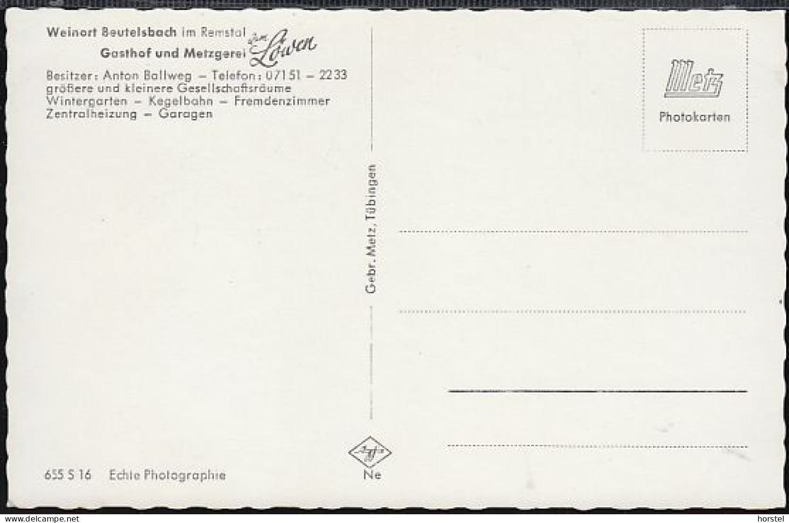 D-71384 Weinstadt - Beutelsbach - Gasthof Und Metzgerei  "Zum Löwen " - Klavier - Waiblingen