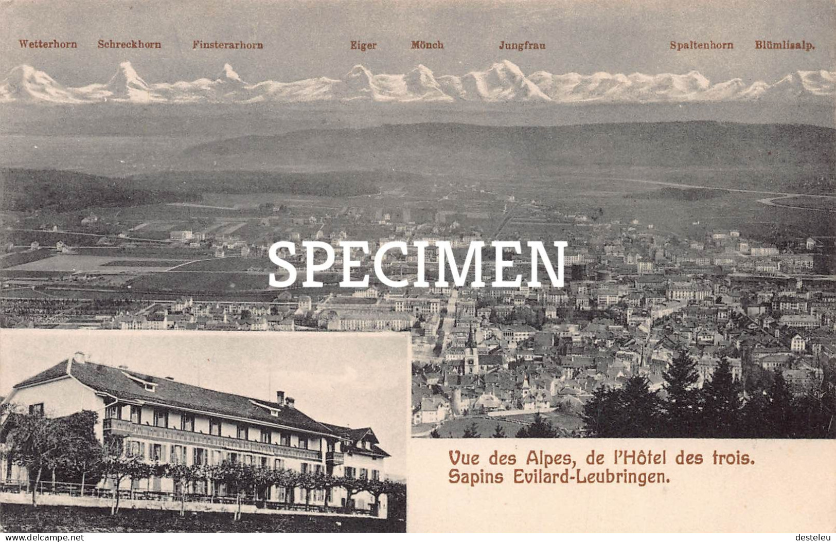 Vue Des Alpes De L'Hôtel Des Trois Sapins Evilard - Leubringen - Evilard