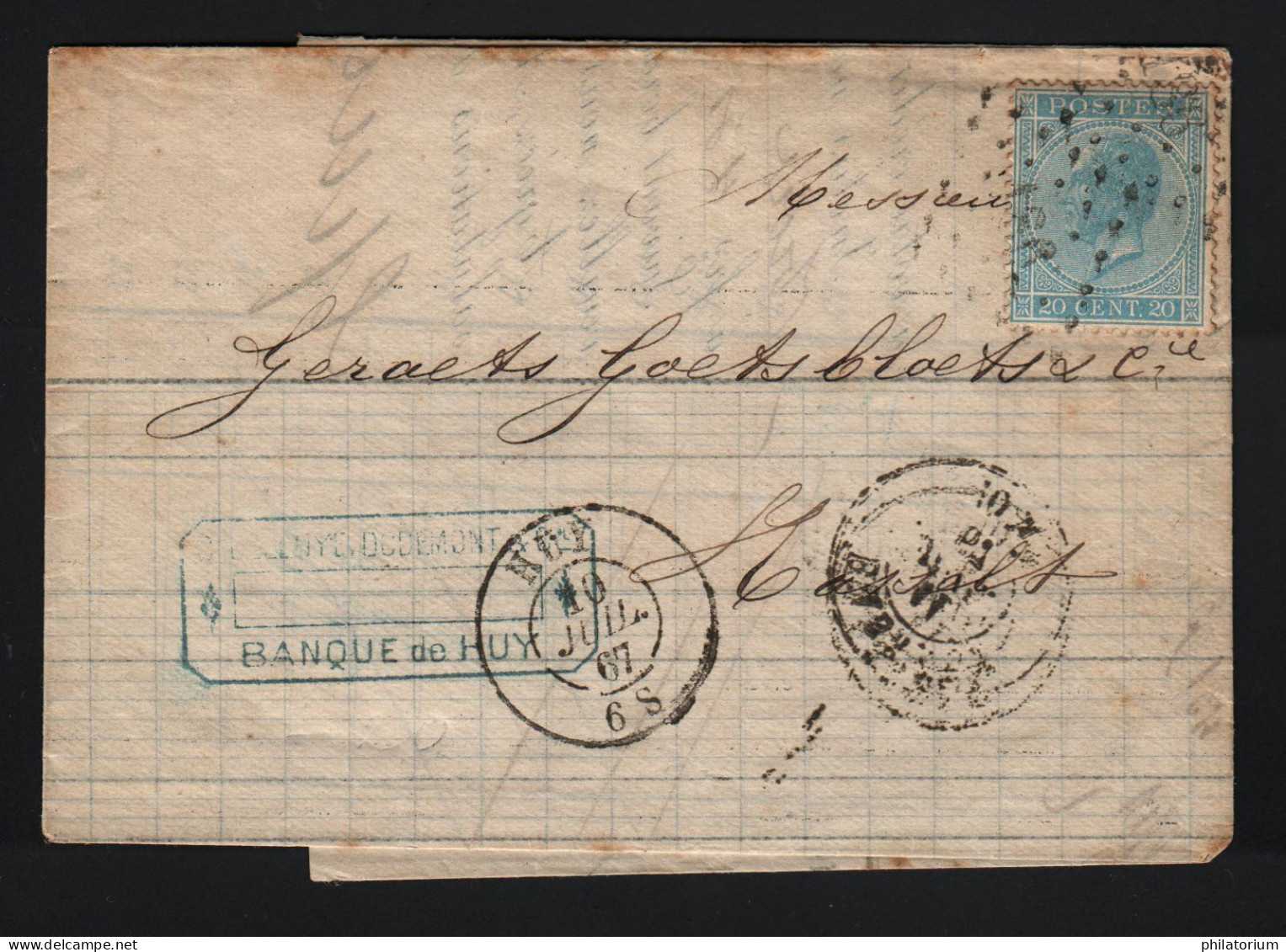 Belgique HUY 10 Juillet 1862 N° 18 Pour Hasselt,  Losange 186 - Postmarks - Points