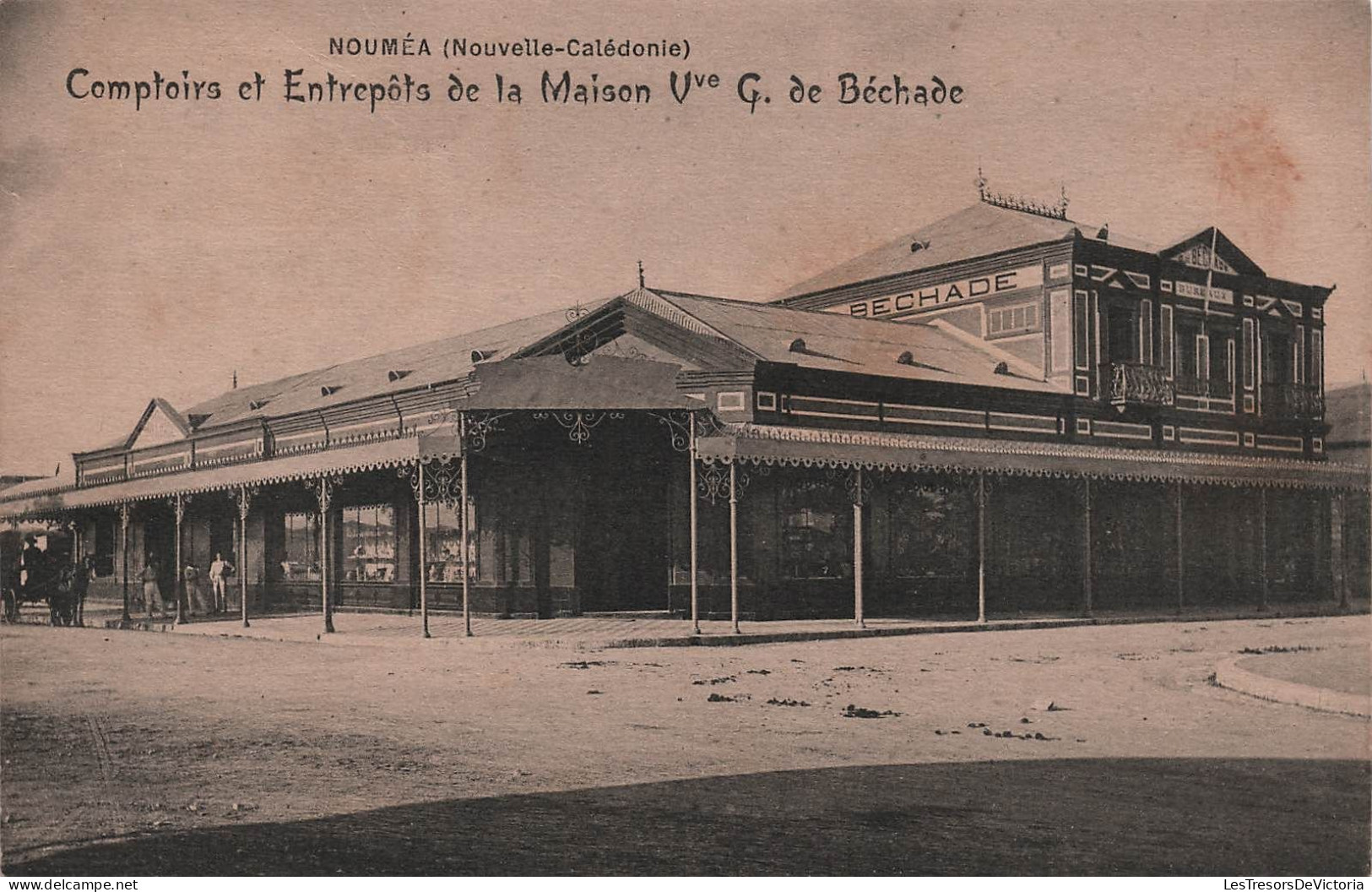 Nouvelle Calédonie - Nouméa - Comptoirs Et Entrepots De La Maison Vve De Béchade - Animé - Carte Postale Ancienne - Neukaledonien