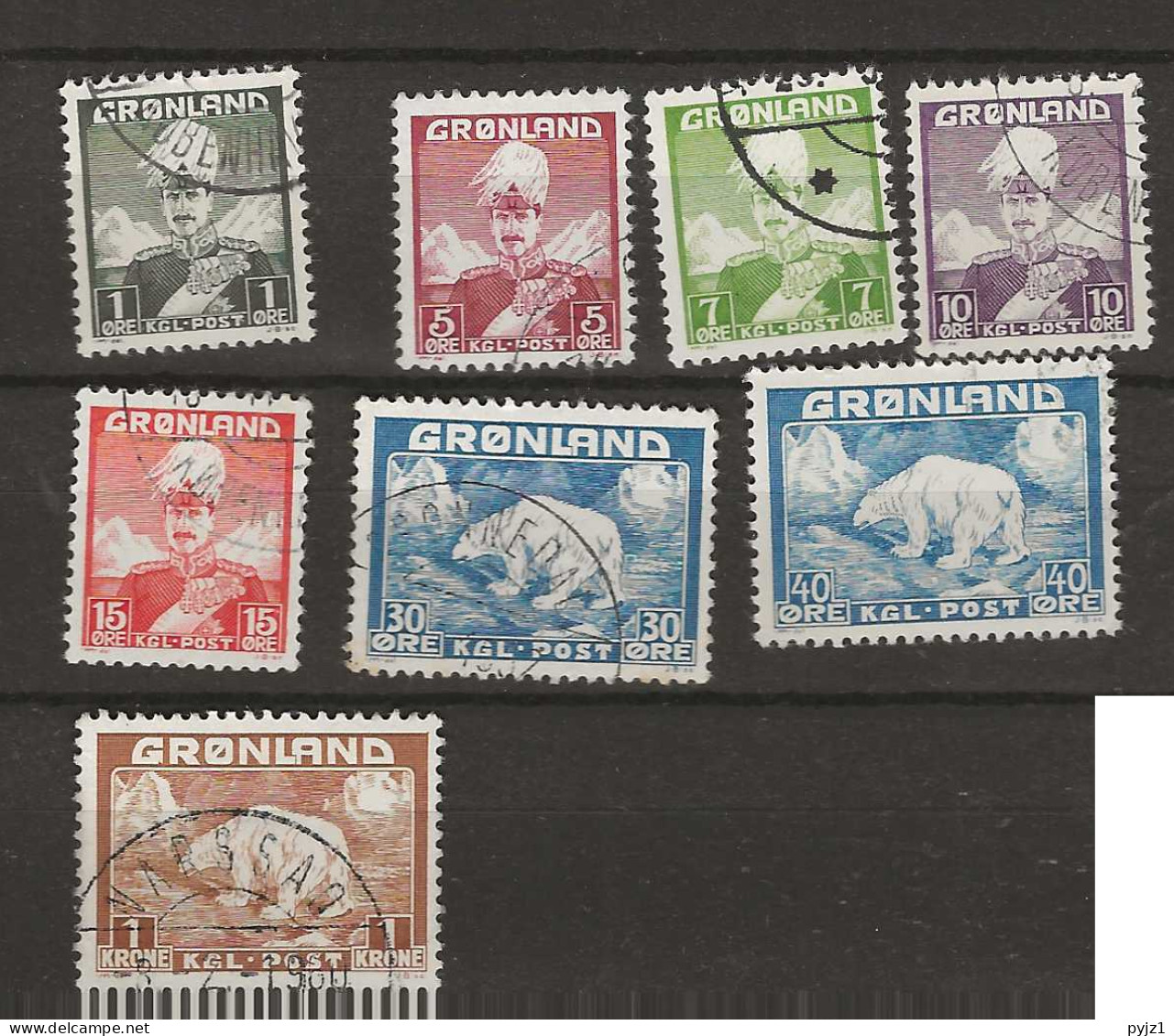 1938 USED Greenland Mi 1-7, 26-27 - Oblitérés