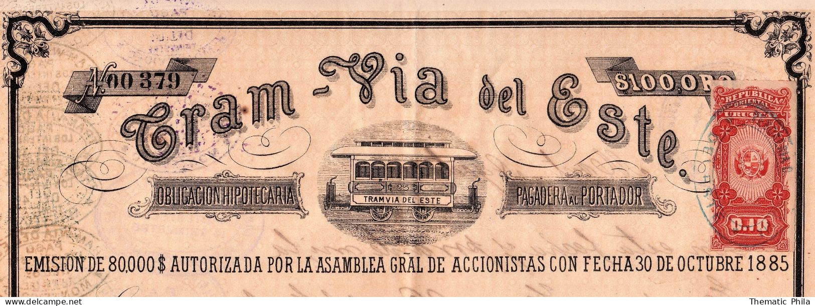 1885 Uruguay Accion  Action  TRAMVIA DEL ESTE Tram Trams Tranvia Trasvie Ferrocarril Train - Transport