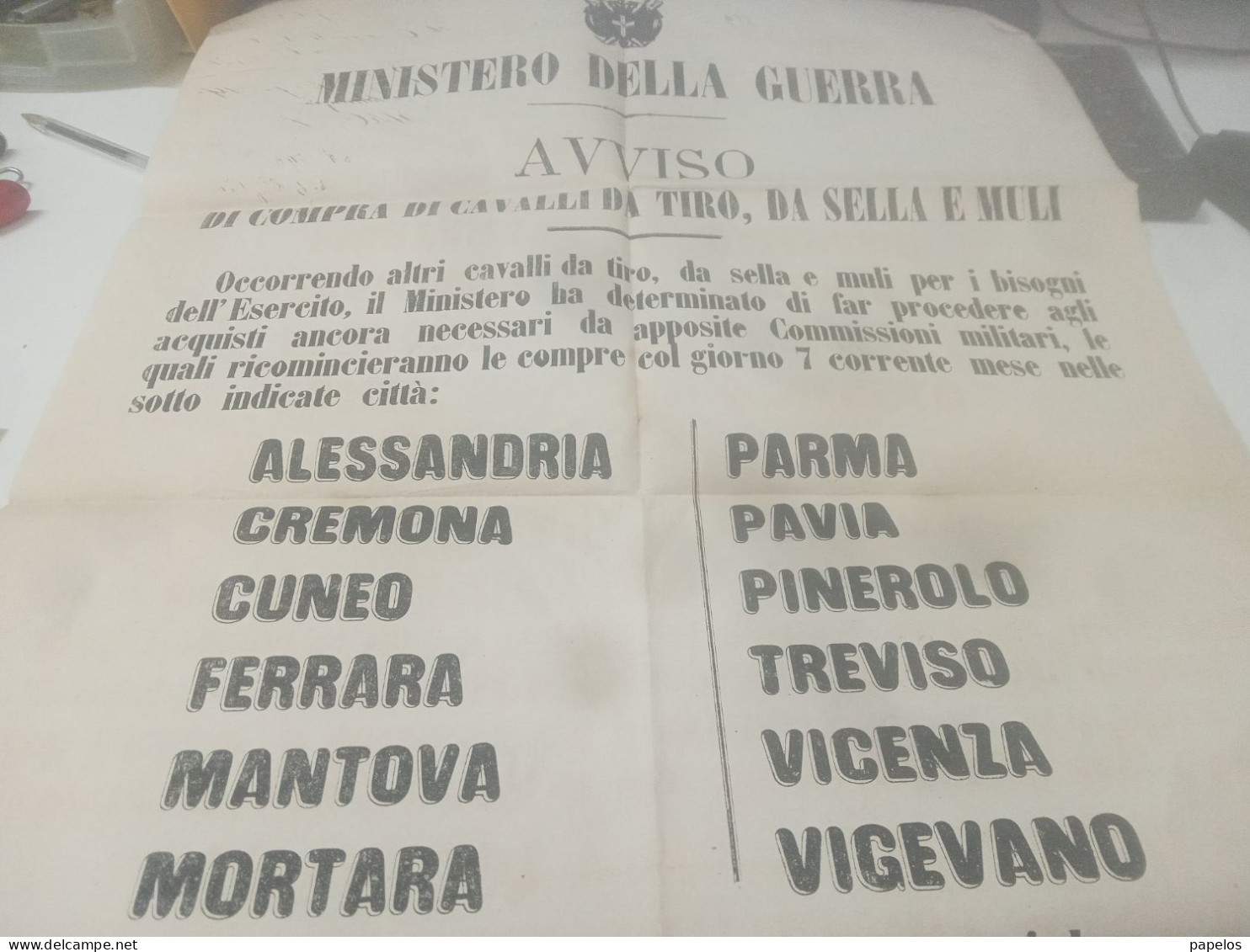 1870 MINISTERO DELLA GUERRA - Documents