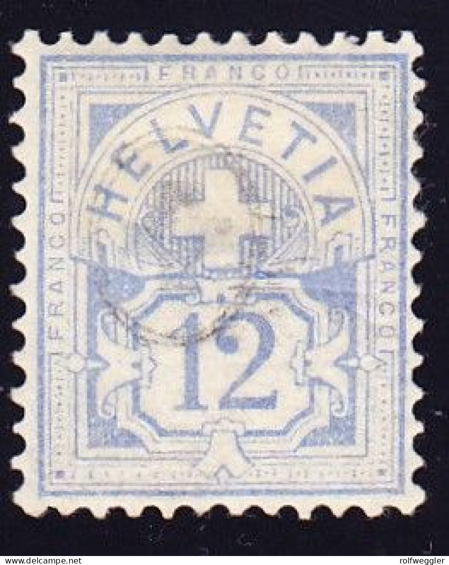 1882  12 Rp Grau/ultramarin, Weisses Papier, Breites Oval (WZ) Originalgummi Mit Falzspur. - Unused Stamps