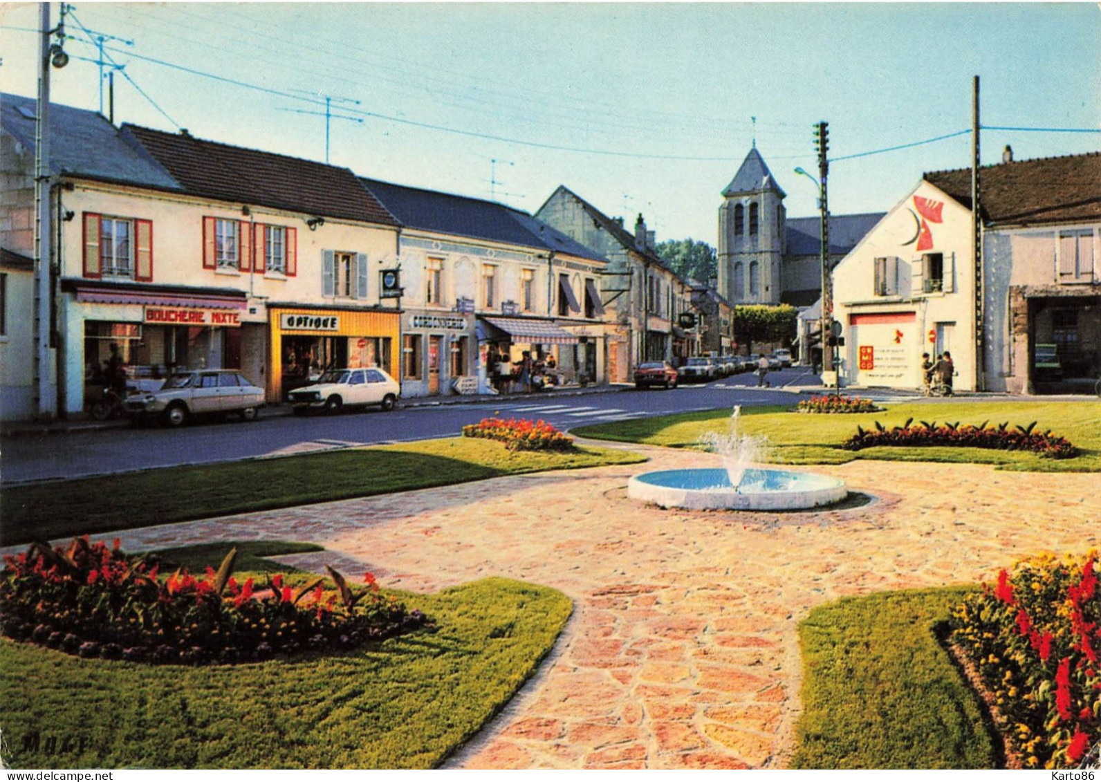 Gouvieux * Rue Du Village * Le Square Et L'église * Boucherie - Gouvieux