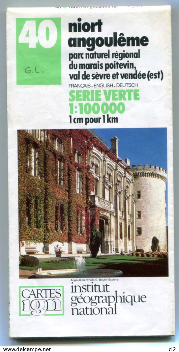 IGN - Série Verte - 1:100000 - N°40 - Niort - Angoulème - 1991 édition 6 - Cartes Topographiques