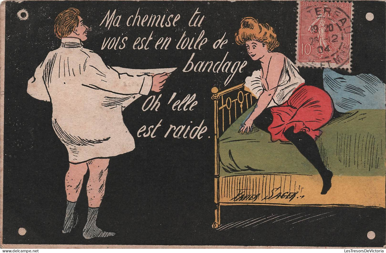 Illustrateur - Xavier Sager - Chemise Toile De Bandage - Humour Coquin - Erotique - Carte Postale Ancienne - Sager, Xavier
