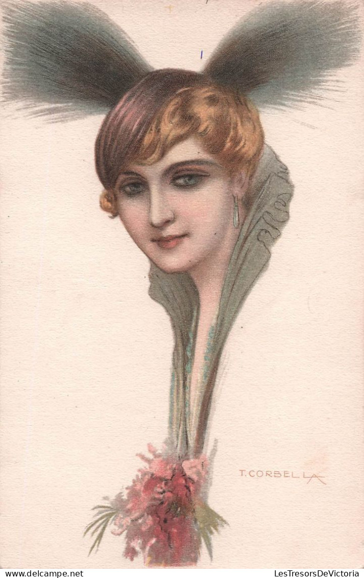 Illustrateur - Corbella - Femme Avec Une Coiffe En Fourrure - Mode - Carte Postale Ancienne - Corbella, T.