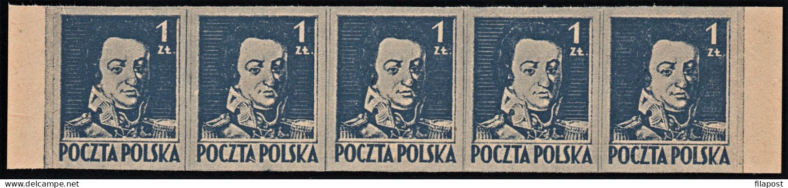 Poland 1978 Chiefs Offical New Printing Strip Of 5 Stamps Based On Original Printing Forms (*) Position 5-10 In Sheet - Other & Unclassified