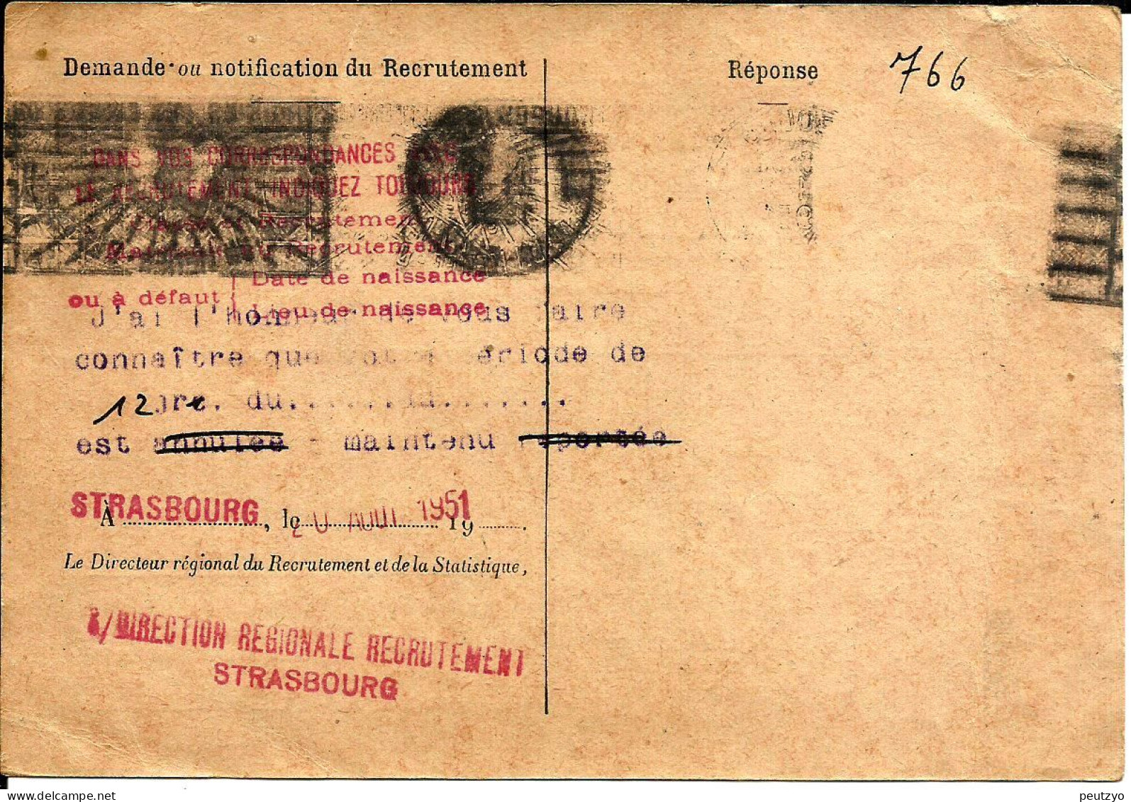 Service Militaire Carte De Circulation En Franchise Troupes Coloniales 67 Strasbourg  C7/30 - Documents