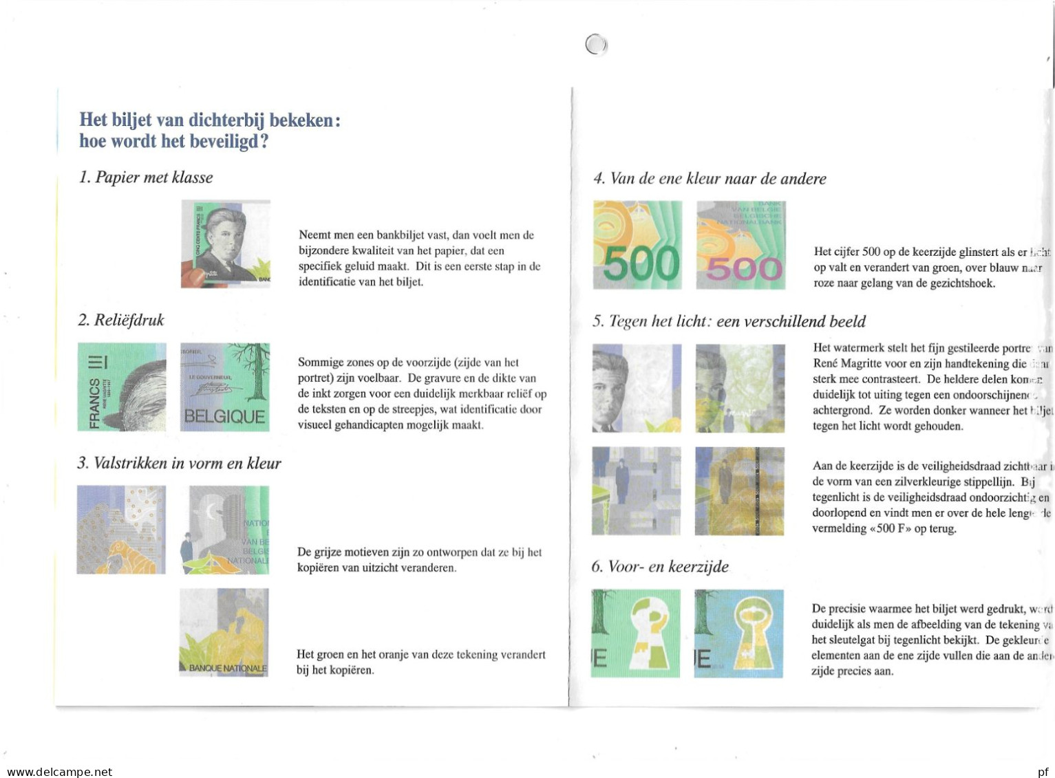 3 Info Brochures Nat Bank Mbt Bankbiljetten 500 F Rene Magritte - 1000 F Constant Permeke - 10000 F Albert II En Paola - [ 9] Sammlungen